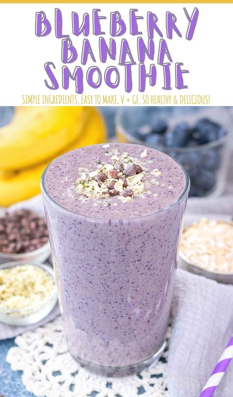 Blueberry Banana Smoothie Recipe, Blueberry Oat Smoothie, Blueberry Lemon Smoothie, Bedtime Smoothie Recipes, Simple Blueberry Smoothie, Blueberry Shake, Strawberry Banana Blueberry Smoothie, Healthy Pregnancy Smoothies, Simple Smoothies