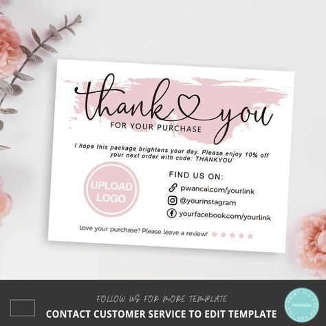 Diy Thank You Cards For Small Business, Thank You Bussines Card, Business Labels Ideas, Thank Card For Customer, Business Cards For Small Business, Thank You For Ordering Note, Order Thank You Card, Thank You Card Ideas For Small Business, Thank You Card For Business