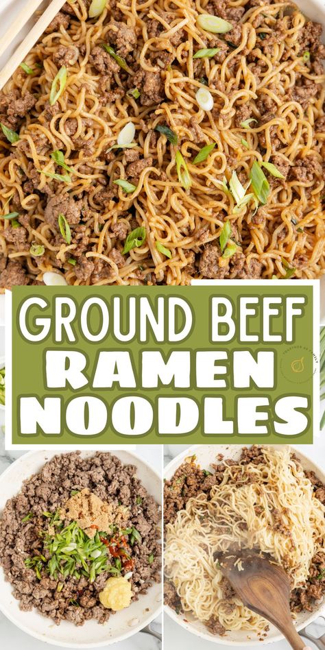 Ramen Noodle Hotdish, Easy Lunch Recipes With Ground Beef, Beefy Ramen Noodle Skillet, Easy Ground Beef Ramen, Ramen Noodle Hamburger Recipes, Ramen Meals Easy, Hamburger Ramen Noodle Skillet Supper, Hamburger Meat Ramen Noodles, Ramen Noodle Crockpot