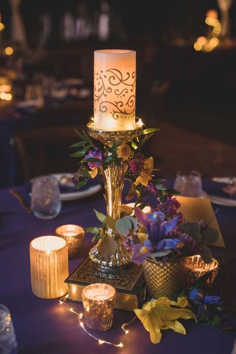 Rapunzel inspired wedding - Great list of Disney Wedding Day Details | Orlando Wedding Inspiration - Orange Blossom Bride - Photo: Ashley Jane Photography | Florist: Events by The Flower Studio #weddingtable #weddingflowers #disneywedding #orlandowedding Tangled Inspired Quinceanera, Quinceanera Themes Rapunzel, Tangled Wedding Colors, Rapunzel Quinceanera Decorations, Wedding Rapunzel Theme, Quince Rapunzel Theme, Tangled Centerpieces Wedding, Rapunzel Decorations Quince, Tangled 15 Theme