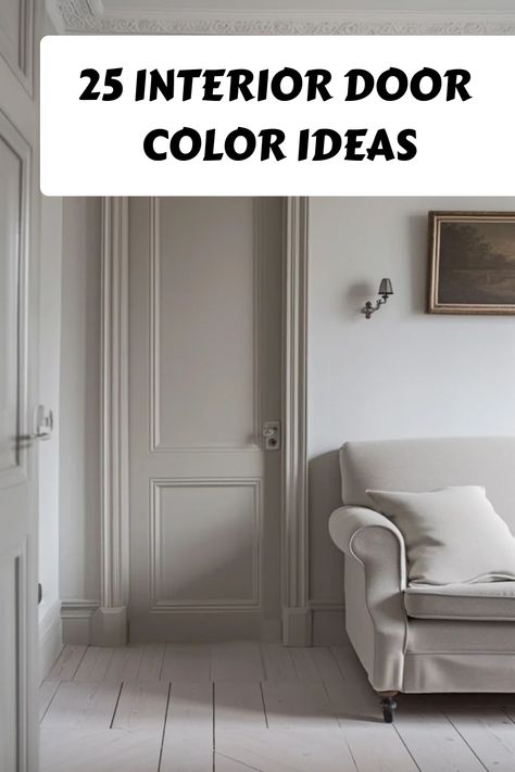 Upgrade your home with stylish interior doors! Discover the latest trends in interior door styles and colors. Get inspired by our ideas and tips for an interior door makeover. From classic to modern, find the perfect interior door that complements your style. Explore a variety of interior door paint colors to add a pop of personality to any room. Transform your space today with these stunning interior doors ideas. Grey Door And Trim, Door Colour Ideas Interiors, Best Gray Paint For Interior Doors, Paint Internal Doors, Door Painting Colors Interior, Door Trim Colors Interior, Door Colors Inside House, Beige Internal Doors, Colored Doors Inside House