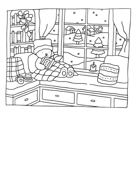 Cozy Bear Coloring Pages, Free Bobbie Goods Coloring Pages, Cute Coloring Pages Aesthetic Christmas, Bobby Goods Christmas Coloring Page, Cozy Friends Coloring Pages Christmas, Bobbie’s Goods Coloring Pages, Trans Coloring Pages, Little Bear Coloring Pages, Bobby Goods Coloring Page Printable Christmas