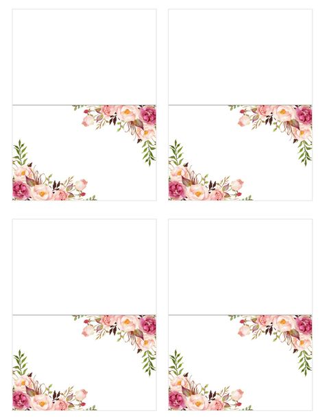 Boho Pink Floral Food Label Food Tent Cards Place Card 100% | Etsy Free Place Card Template, Bridal Shower Place Cards, Envelope Design Template, Floral Food, Free Printable Invitations Templates, Flower Background Images, Free Printable Stationery, Wedding Invitation Background, Floral Invitations Template