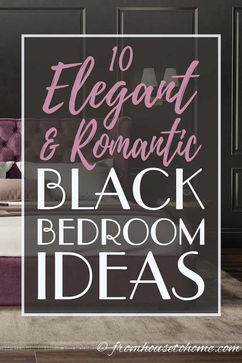 Black bedroom decor isn't always the first option that comes to mind when you're decorating a romantic bedroom. But these ideas and beautiful inspiration pictures will have you loving dark color schemes. I love the ones with gold accent colors, and white trim. #fromhousetohome #bedroom #bedroomideas #bedroomdecor #decorating #decoratingideas Black Bedroom Ideas, Dark Gray Bedroom, Black Walls Bedroom, Diy Home Decor For Apartments, Black Bedroom Design, Black Bedroom Decor, Black Accent Walls, Black Rooms, Glam Bedroom