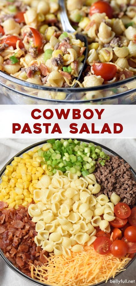 Cowboy Pasta Salad, Cowboy Pasta, Sommer Mad, Resep Pasta, Resep Smoothie, Resep Salad, Salad Pasta, Idee Pasto Sano, Salad Side Dishes