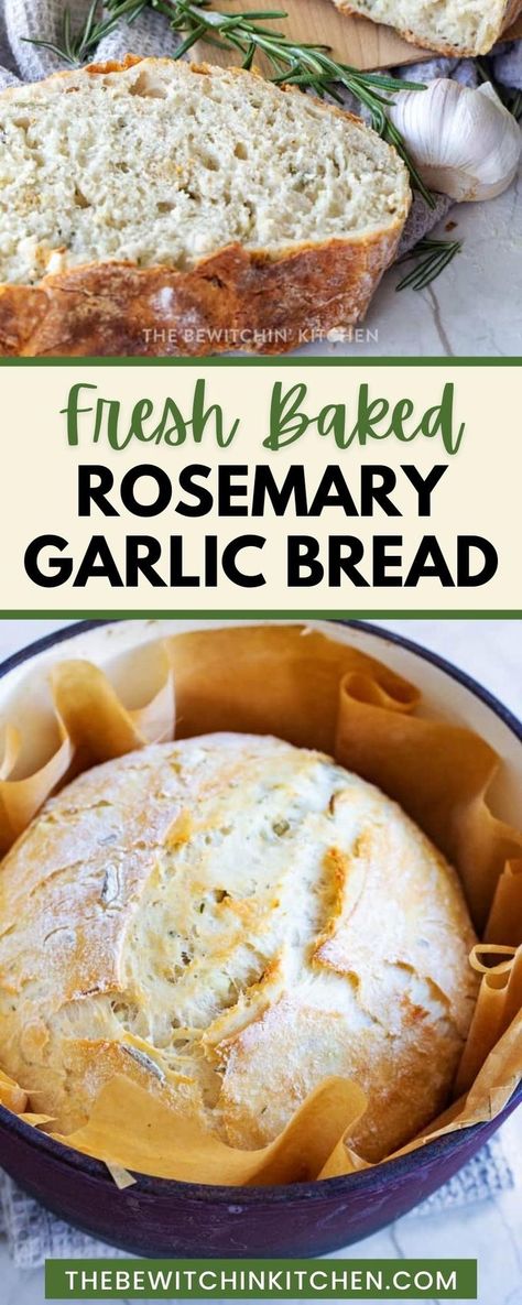 Vegan Sandwiches, Garlic Rosemary Bread, Rosemary Bread Recipe, Oven Garlic, Rosemary Garlic Bread, Rosemary Bread, Dutch Oven Bread, Homemade Bread Recipes Easy, Herb Bread