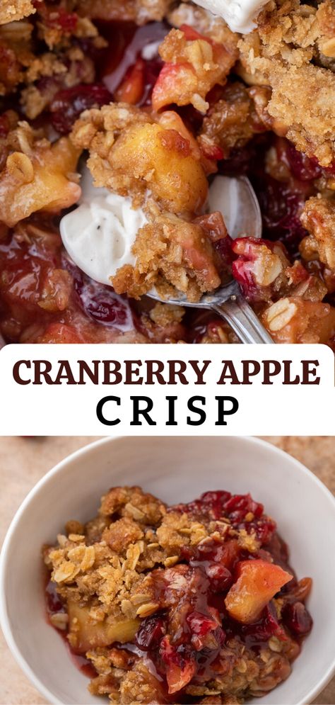 This cranberry apple crisp recipe uses fresh cranberries as well as apples to bring you the perfect dessert for the holiday season. It is sweet, tangy, crispy and oh so delicious! Cranberry Apple Crisp, Using Apples, Fresh Cranberry Recipes, Apple Cranberry Crisp, Crisp Topping, Cranberry Dessert, Apple Crisp Recipe, Cranberry Apple, Fruit Crisp