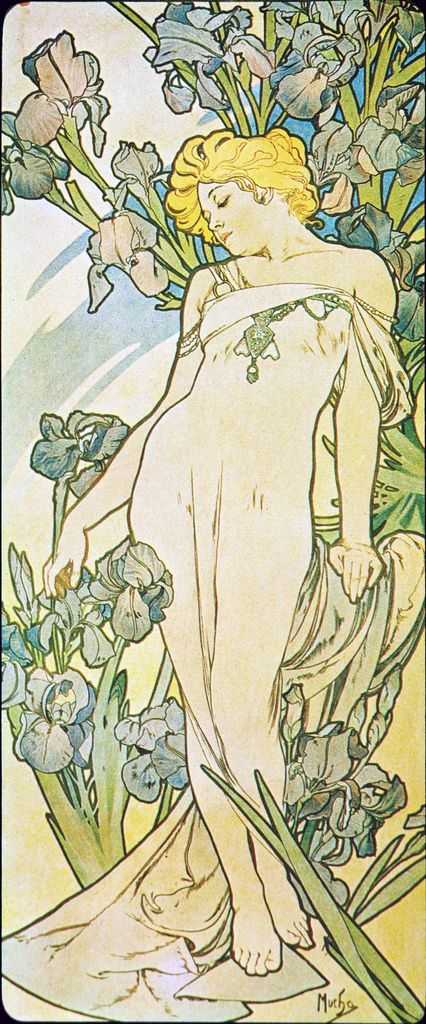 Alphonse Mucha - P9 L 'Iris/Iris, 1897. | P9 L 'Iris/Iris, 1… | Flickr Floral Goddess, Flower Postcard, Art Nouveau Mucha, Vintage French Posters, Illustration Art Nouveau, Alphonse Mucha Art, Mucha Art, Behind Blue Eyes, Alfons Mucha