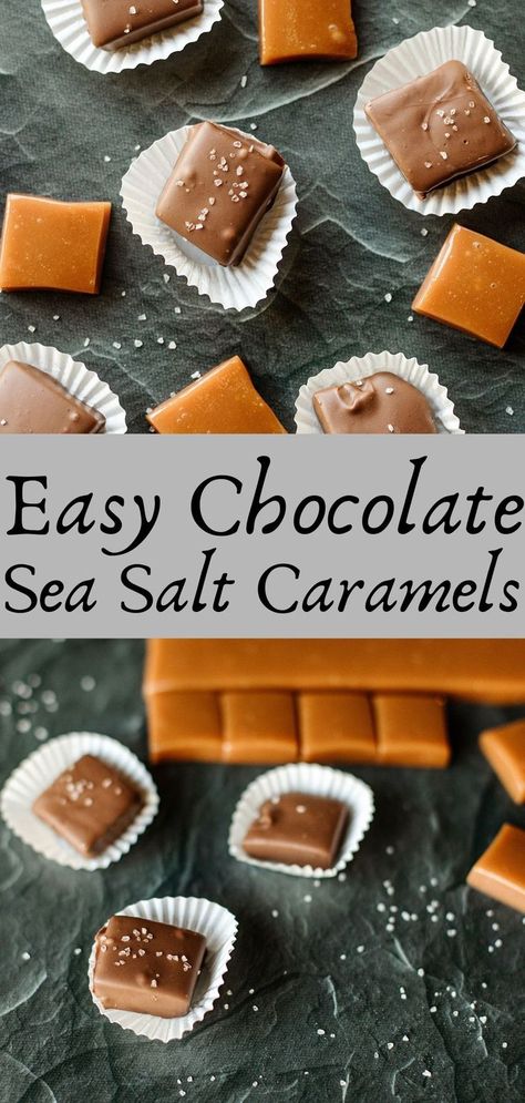 Chocolate covered caramels are a rich and creamy indulgent treat that I just can’t get enough of. Learn how to make caramels with my easy step by step instructions. Homemade Chocolate Caramels, Sea Salt Caramel Recipe, Chocolate Caramels Recipe, Chocolate Covered Caramels, Homemade Alternatives, Homemade Milk Chocolate, Caramel Candies Recipe, Caramels Recipe, Salted Caramel Candy