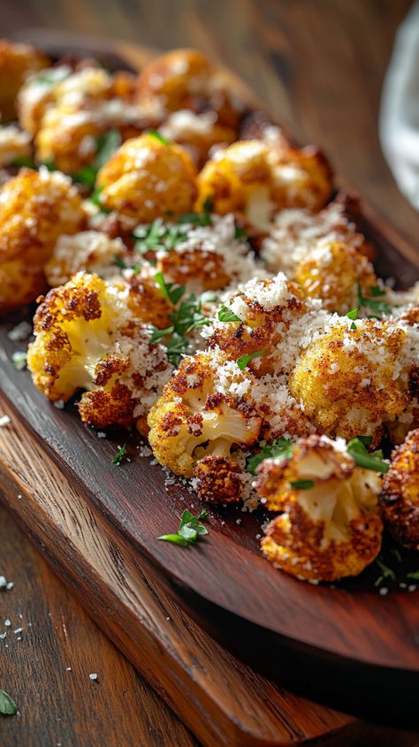 Crispy Parmesan Roasted Cauliflower Crispy Oven Roasted Cauliflower, Roasted Cauliflower With Parmesan Cheese, Crispy Roasted Cauliflower, Panko Recipes, Cauliflower Roasted, Roasted Cauliflower Recipe, Keto Vegetables, Bright Line Eating Recipes, Parmesan Roasted Cauliflower