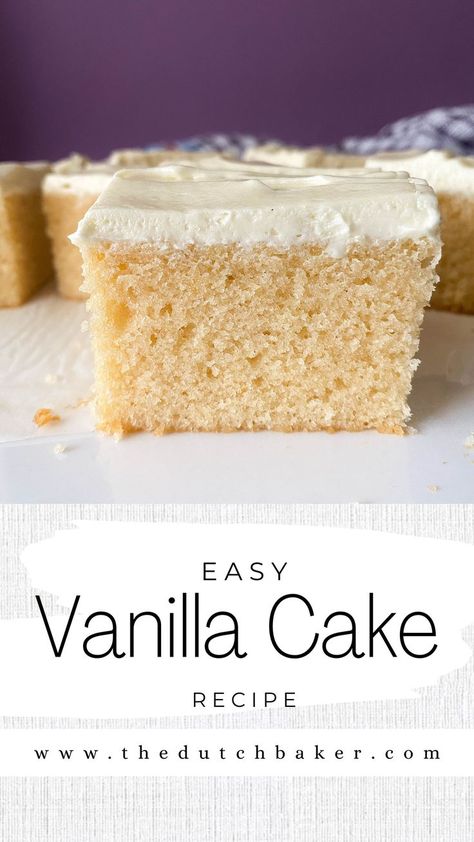 Easy vanilla cake recipe using pantry staple ingredients. Fast, simple delicious! No mixer required and can be easily adapted to any flavour. Soft Vanilla Cake Recipe, Vanilla Cake Recipe With Oil, Simple Vanilla Cake Recipe, Fluffy Vanilla Cake Recipe, Simple Vanilla Cake, Easy Vanilla Frosting, Fluffy Vanilla Cake, Easy Delicious Cakes, Easy Vanilla Cake