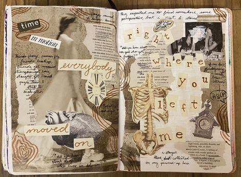 Taylor Swift Gcse Art, Taylor Swift Sketchbook Page, Lyric Collage Art, Taylor Swift Sketchbook, Taylor Swift Scrapbook Ideas, Right Where You Left Me, Lyric Scrapbook, Right Where You Left Me Taylor Swift, Visual Journal Inspiration