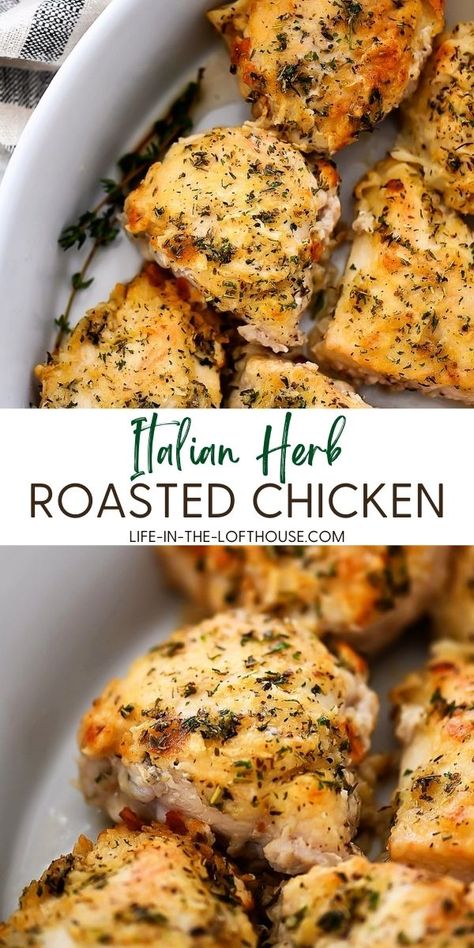 Baked Chicken With Herbs, Chicken Italian Seasoning, Baked Chicken Italian, Chicken With Herbs, Roasted Herb Chicken Recipes, Italian Herb Roasted Chicken, Italian Seasoning Chicken Recipes, Italian Season Chicken Recipes, Roasted Chicken Tenders