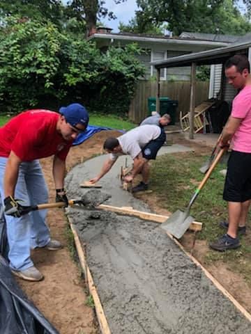 Firefighters Sees Elderly Woman Struggling In Wheelchair, Spend Their Days Off To Build Her A New Walkway | FaithPot Concrete Walkway, Walkways Paths, Elderly Woman, Facebook Post, Random Acts Of Kindness, Above And Beyond, Kind Heart, Walkway, Wheelchair