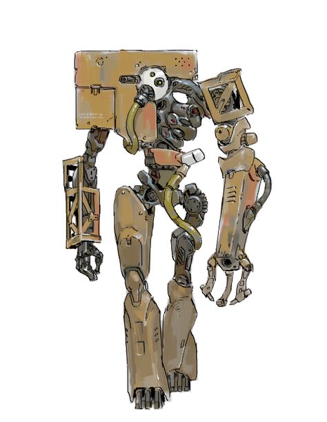 Dystopian Robot Concept Art, Biomechanical Robot Concept Art, Robot Apocalypse Concept Art, Cool Robot Designs, Organic Robot Concept Art, Diesel Punk Robot, Scrap Robot Concept Art, Sci Fi Robot Design, Robot Concept Art Design