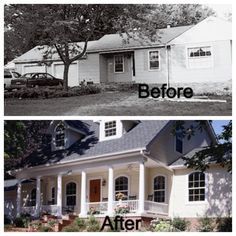 before and after pictures of ranch second story additions | 2nd story addition. Second Floor Addition Before And After, Ranch House Remodel Before And After, Ranch Remodel Before And After, Exterior Remodel Before And After, Ranch House Additions, Second Floor Addition, Front Porch Addition, Second Story Addition, Ranch House Remodel