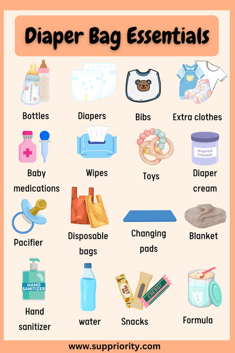 Diaper bags make life easier when you have all the diaper bag essentials such as wipes, snacks, and a change of clothes well prepared. Having a go-to bag packed and ready means fewer stressful situations and more enjoyable outings with your little one. It helps you handle those unexpected moments with ease and ensures that you’re always prepared for whatever the day brings. Packing A Diaper Bag For A Newborn, How To Pack A Diaper Bag, What To Put In A Diaper Bag, How Many Bottles Do I Need For Baby, What To Put In Diaper Bag For Newborn, Everything You Need For A Baby, What To Pack In Diaper Bag, Baby Things You Need, Baby Diaper Bag Checklist