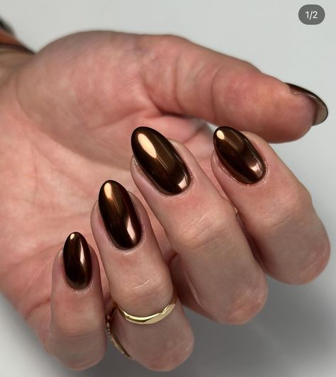 Brown Holiday Nails, Chocolate Chrome, Nail Types, Fall Nail Trends, Nails Winter, Striped Nails, Sparkle Nails, Metallic Nails, Great Nails