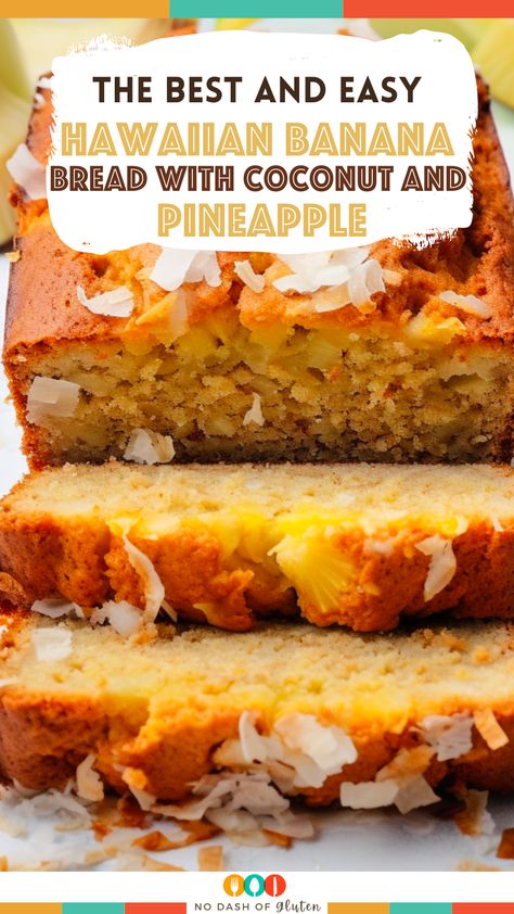 Pineapple Coconut Quick Bread, Hawaiian Banana Bread Recipe Easy, Haiwan Banana Bread, Hawaiian Loaf Bread Recipes, Banana Hawaiian Bread, Pineapple Coconut Bread Recipe, Hawaiian Pineapple Bread, Bee Bread Recipe, Tropical Banana Bread Recipe