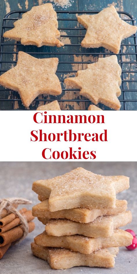 Cinnamon Shortbread, Easy Shortbread Cookie Recipe, Easy Shortbread, Cinnamon Sugar Cookies, Cut Out Cookie Recipe, Christmas Shortbread, Brown Sugar Cookies, Cinnamon Cookies, Shortbread Cookie Recipe