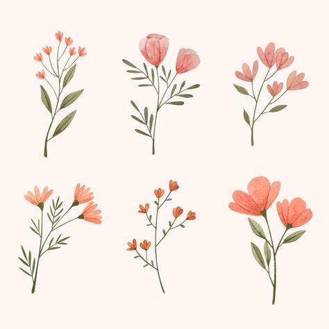 Colección de flores de acuarela pintadas... | Free Vector #Freepik #freevector #acuarela #flores #naturaleza #hojas Hand Painted Florals, Water Colour Flower, Watercolour Wedding Stationery, Watercolor Flower Illustration, Cherry Blossom Wallpaper, Watercolor Flower Background, Flower Vector, Watercolor Bouquet, Watercolor Floral Wedding Invitations