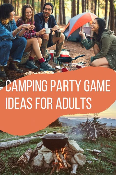 Cool Camping Games for Adults to Play - Peachy Party Fun Outside Games For Adults, Outdoor Party Activities For Adults, Backyard Camping Party Adults, Summer Camp Activities For Adults, Bachelorette Outdoor Games, Bbq Activities For Adults, Summer Camp Games For Adults, Summer Camp For Adults, Bachelorette Camp Games