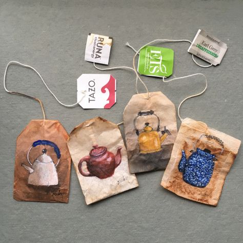 Lots of inspiration in this article. Ruby Silvious, Tea Day, Books And Tea, Used Tea Bags, Tea Bag Art, Upcycled Art, Tea Art, Recycled Art, Bookmarks Handmade