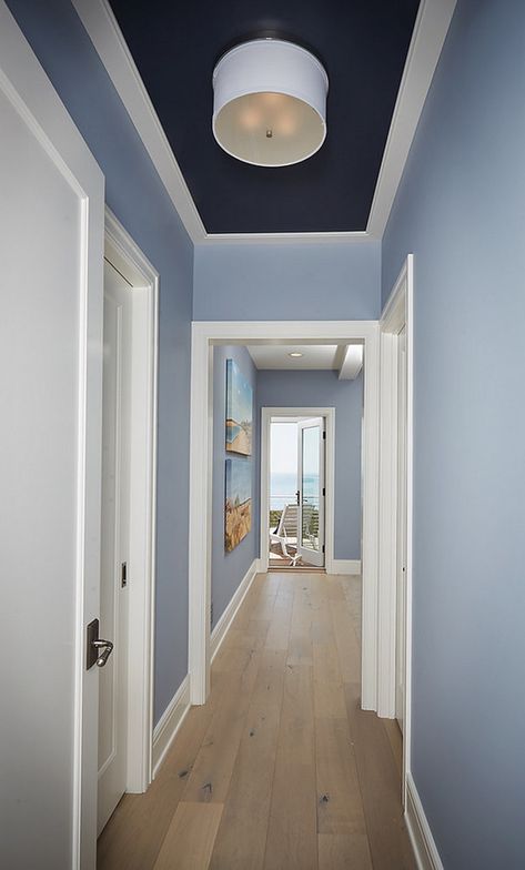 Hallway Paint Colors, Hallway Paint, Hallway Colours, Light Blue Walls, Room Wall Colors, Colour Hallway, Design Hallway, Entrance Modern, Entrance Interior