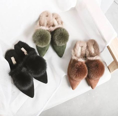 Boots Rainbow, Penny Shoes, Sequin Sandals, Pom Pom Slippers, Pastel Outfit, Loafer Shoes Women, Flat Mules, Suede Mules, Fur Slippers