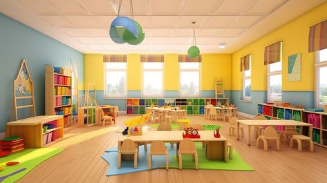 Kindergarten Classroom Interior Brought To Life With 3d Rendering#pikbest#Backgrounds#Homepage Kindergarten Classroom Interior Design, Kindergarten Interior Design Classroom, Kindergarten Classroom Interior, School Classroom Aesthetic, Primary School Design, Classroom Interior Design, Kindergarten Interior Design, Kindergarten Playroom, Kindergarten Background