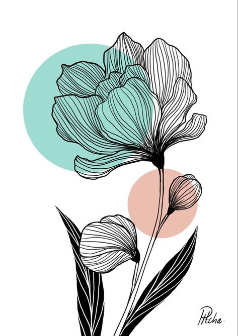 Painting Line Art, Botanical Drawing, Boho Painting, Line Art Design, Abstract Line Art, Line Art, Acrylic Painting, Art Design, Flowers