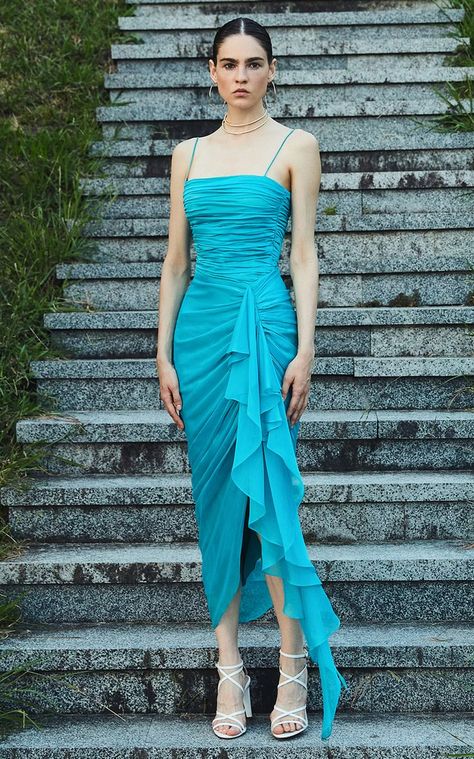 Evening Wear Trends 2023, Cotton Satin Dress, Dress Trends 2023, Satin Gown Dress, Summer Collection 2023, Milly Dresses, Stylish Dresses For Girls, Spring Summer 2023, Satin Midi Dress