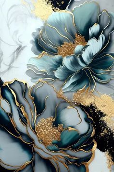 Chinoiserie Art, Gold Art Painting, Art Texture, Flower Art Images, Alcohol Ink Art, Pouring Art, Flower Art Painting, Gold Art, Silk Painting