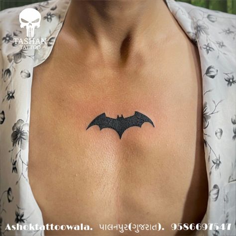 Batman Logo Tattoo Design, Batman Tattoo Ideas For Men, Simple Batman Tattoo, Batman Chest Tattoo, Batman Tatoos, Batman Tattoo For Men, Batman Tattoo Ideas, Batman Logo Tattoo, Batman Symbol Tattoos