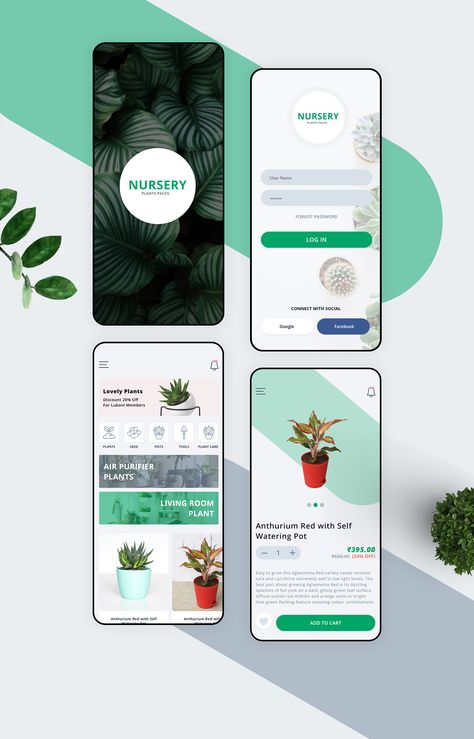 Floral Website, Mobile App Ui Design, Nursery Plants, Plant App, Ux App Design, Flower App, Planning App, Mobile App Design Inspiration, App Interface Design