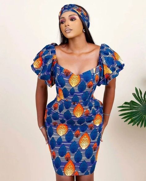 African Skirt Outfit, Short Puff Sleeve Dress, Igbo Bride, Ankara Short, Trendy Ankara Styles, Ankara Short Gown Styles, African Fabric Dress, Traditional African Clothing, 2019 Style