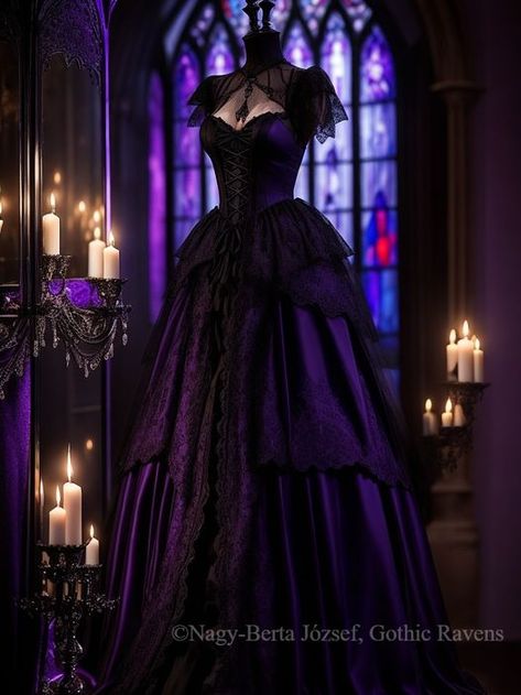 Modern Beard Styles, Goth Wedding Dresses, Dark Purple Dresses, Vampire Dress, Dark Princess, Purple Wedding Dress, Gothic Wedding Dress, Purple Gowns, Goth Wedding