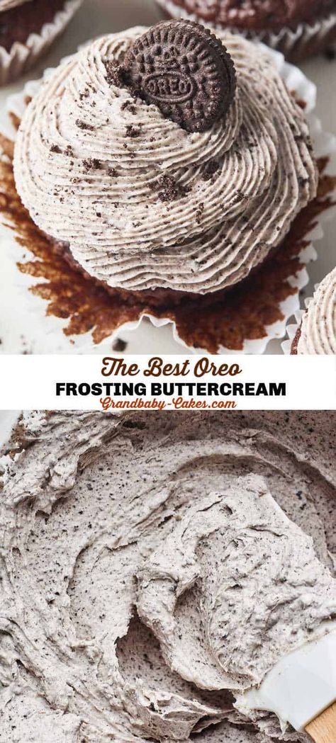 Oreo Cookie Buttercream Frosting, Oreo Buttercream Filling, Oreo Cookie Frosting Recipe, Oreo Buttercream Frosting Recipe, Oreo Frosting Buttercream, Easy Fancy Cupcakes, Homemade Frosting Recipe, Oreo Frosting Recipe, Oreo Buttercream Frosting