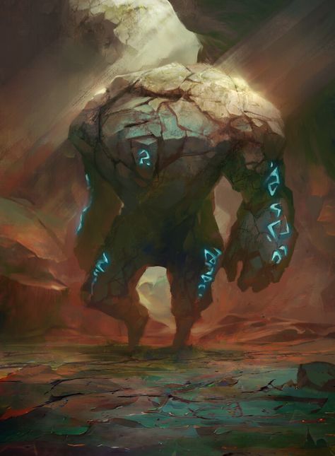 Stone Golem Concept Art, Elemental Creature Art, Golem Fantasy Art, Golem Art, Earth Elemental, Cool Monsters, Monster Concept Art, Dnd Art, Fantasy Monster