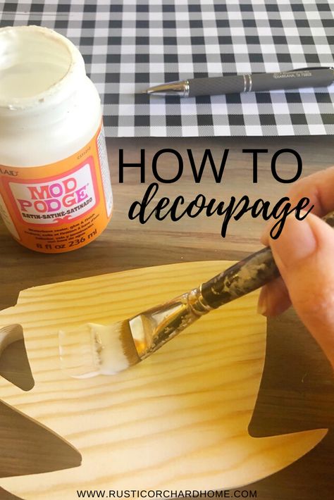 Modge Podge On Wood, Decoupage On Wood, Deco Podge, Mod Podge Projects, Decoupage Tutorial, Decoupage Decor, Mod Podge Crafts, Decoupage Wood, Napkin Decoupage