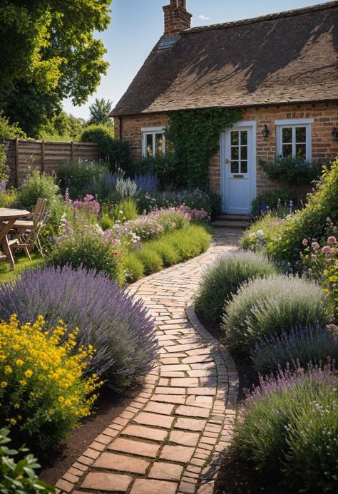 25 Beautiful Cottage Garden Ideas  Check more at https://zugnews.com/25-beautiful-cottage-garden-ideas/ Small Country Garden Design, Small Front Cottage Garden Ideas Uk, Front Garden Ideas Cottage, Small Backyard English Garden Ideas, Cottage Garden Wall, English Backyard Ideas, Cottage Pathway Ideas, Cottage Garden Patio Ideas French Country, Cottage Home Garden