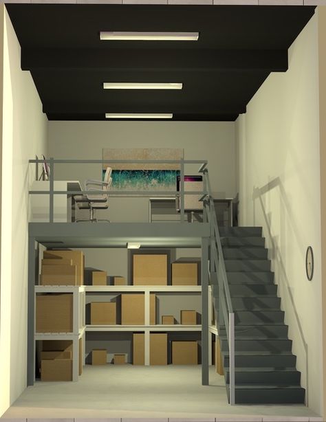 Creative Warehouse Offices Workspace Warehouse Office Design Layout, Small Business Warehouse Ideas, Office Warehouse Design, Small Warehouse Office, Small Industrial Office, Small Warehouse Design Storage, Small Warehouse Design Layout, Warehouse Storage Ideas, Warehouse Design Storage