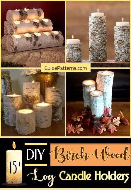 15+ DIY Birch Wood Log Candle Holders | Guide Patterns Birch Tree Candle Holder, Log Candle Holders Diy, Birch Tree Candles, Birch Tree Decor Christmas, Diy Wood Candles, Birch Bark Candles, Birch Centerpieces, Birch Log Candle Holder, Birch Wood Candle Holders