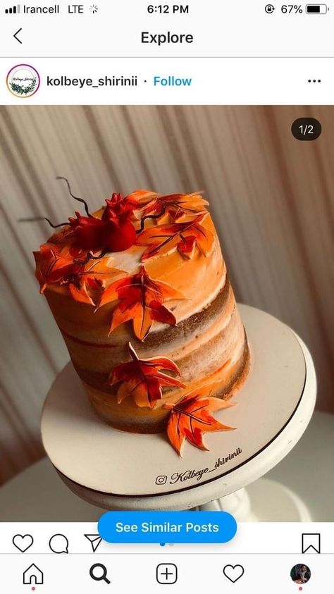 Birthday Cake Autumn Theme, Autum Cakes Ideas, Autumn Birthday Cake For Women, Autumn Cake Ideas Birthday, Autumn Birthday Cake, Fall Theme Cakes, Fall Themed Desserts, Fall Cakes Decorating, Autumn Cakes