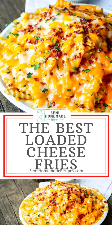 Loaded Waffle Fries, Loaded Fried, Loaded Cheese Fries, Street Fries, Cheese Fries Recipe, Bacon Cheese Fries, Crinkle Fries, Fries Recipes, Crinkle Cut Fries