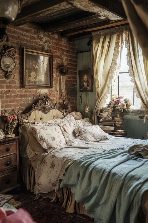 Vintage Bedroom Ideas Decor #Exploring #Home #Decor #Vintage #the #HomeDecorating #of #Timeless #HomeIdeas #HomeInspiration #Charm Old Country Bedroom Ideas, Vintage Room Decor Bedroom, Bedroom Ideas Decor, Relaxing Bedroom Ideas, Reclaimed Wood Bed Frame, Vintage Bedroom Ideas, Whimsical Bedroom, Bedroom Ideas Inspiration, Antique Bedroom