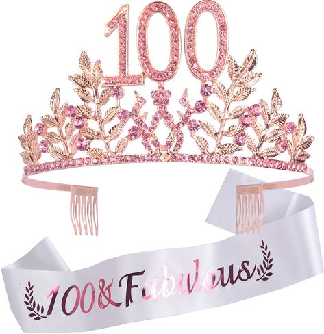 AmazonSmile: 100th Birthday Decorations Party Supplies, 100th Birthday Gifts, Pink 100th Birthday Tiara and Sash, 100th Pink Satin Sash & FABULOUS, 100th Birthday Party Supplies and Decorations, Happy 100th Birthday Party Supply, 100th Birthday Gifts for Her, 100th Happy Birthday, It’s my 100th Birthday tiara and Sash: Toys & Games 100th Birthday Party Decorations, 100 Birthday Decorations, 100 Birthday, Happy 100th Birthday, 100th Birthday Party, 100 Birthday Gifts, Gifts Pink, Birthday Tiara, Birthday Sash