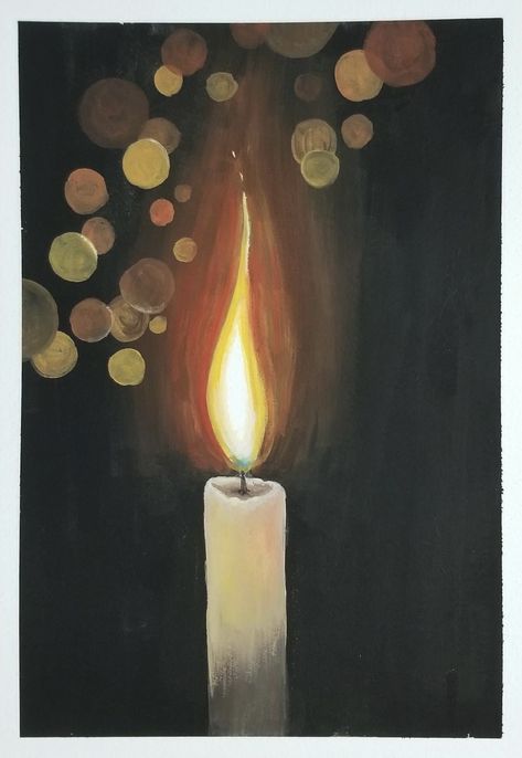 Painting Of Candle, Watercolor Candles Painting, Candlelight Illustration, Candle Painting Art, Narrative Drawing, Watercolor Candle, Jewish Artwork, Watercolor Candles, Candle In The Dark