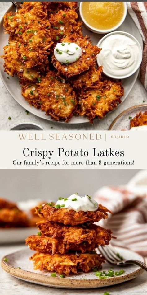 Eastern European Style, Potato Pancakes Easy, Crispy Potato Pancakes, Latkes Recipe, Potato Latke Recipe, Potatoe Pancake Recipe, Creamy Dill Sauce, Eastern European Recipes, Potato Latkes