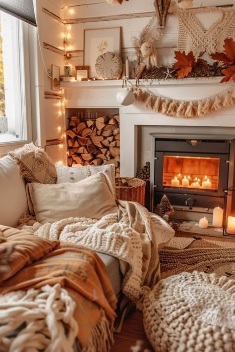 Fall Small Home Decor, Fall Home Interior, Fall Home Decor Minimalist, Fall Apartment Aesthetic, Autumn Aesthetic Cozy Home, October Bedroom, Warm Fall Aesthetic, Autumn House Decor, Fall Houses